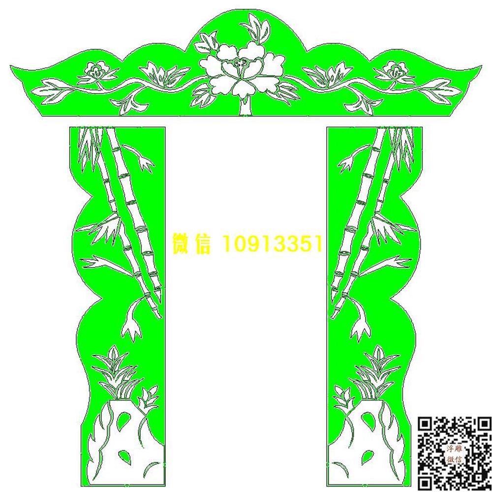 精雕图27墓碑竹子线雕图线条图单线铣底图_电脑雕刻plt文泰矢量图精雕图浮雕图